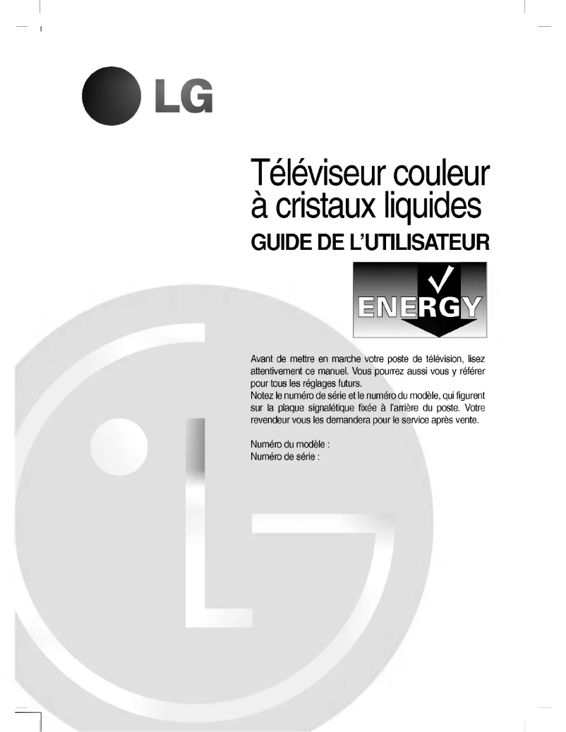 Page 1 de la notice Manuel utilisateur LG RZ-20LZ50