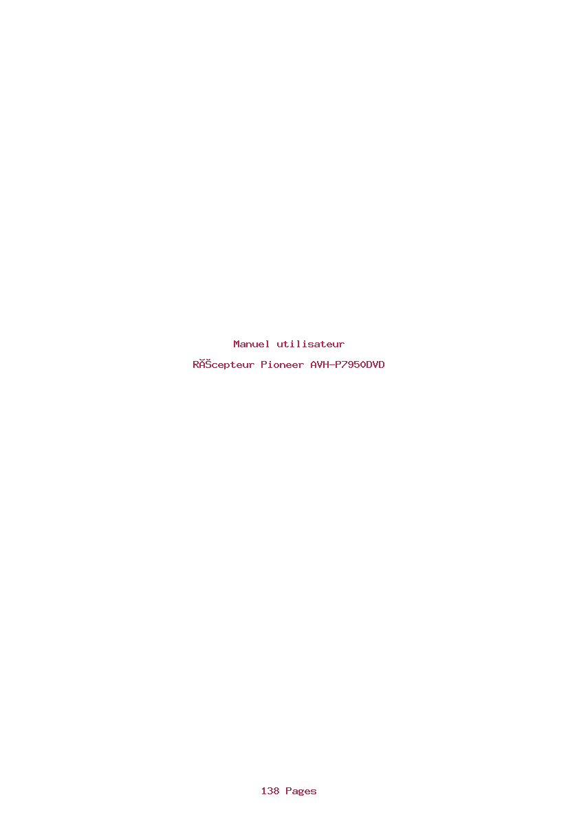 Page 1 de la notice Manuel utilisateur Pioneer AVH-P7950DVD