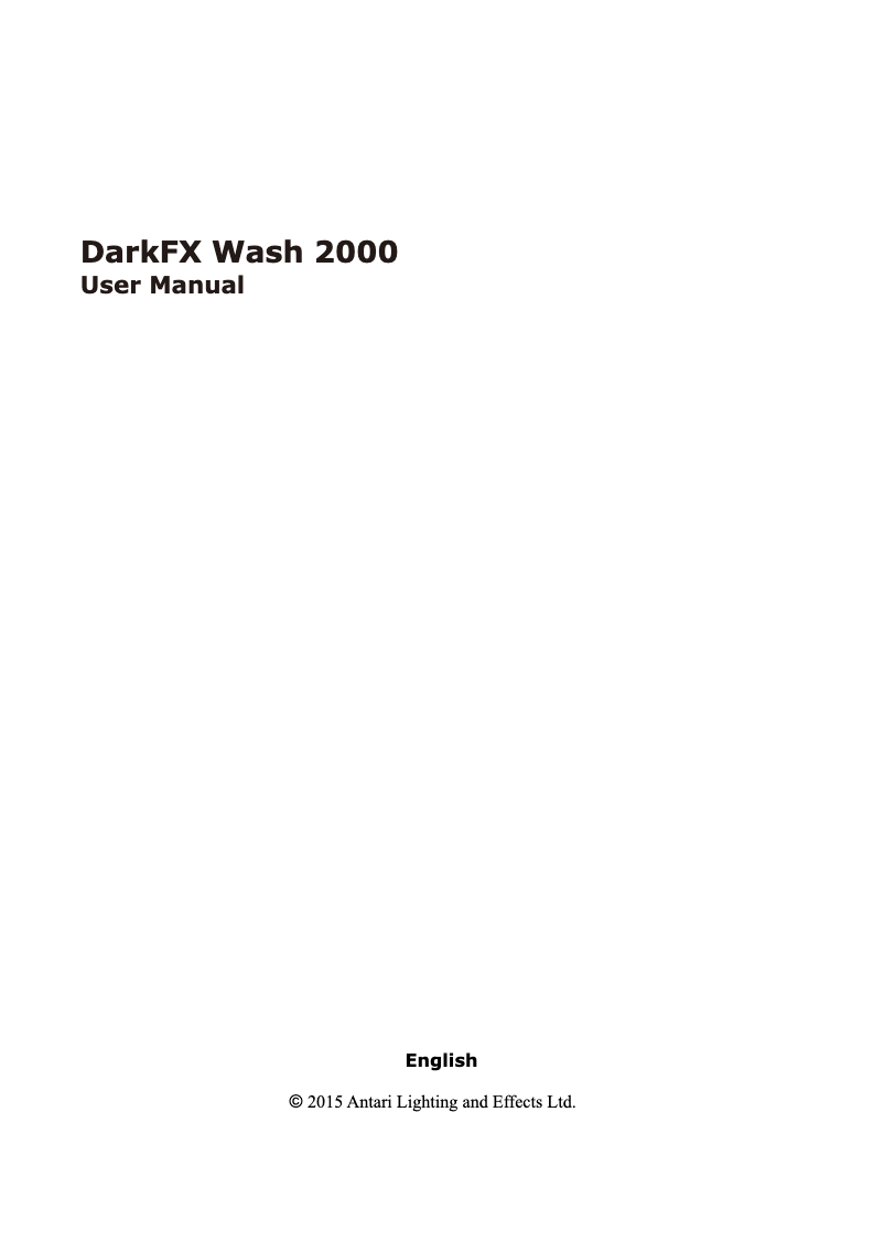 Page 1 de la notice Manuel utilisateur Elation Antari DarkFX Wash 2000