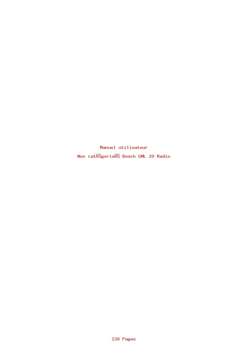 Page 1 de la notice Manuel utilisateur Bosch GML 20 Radio