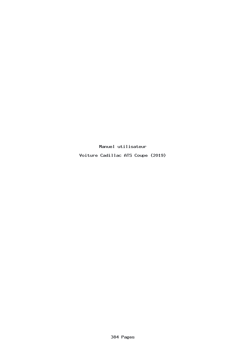Page 1 de la notice Manuel utilisateur Cadillac ATS Coupe (2019)