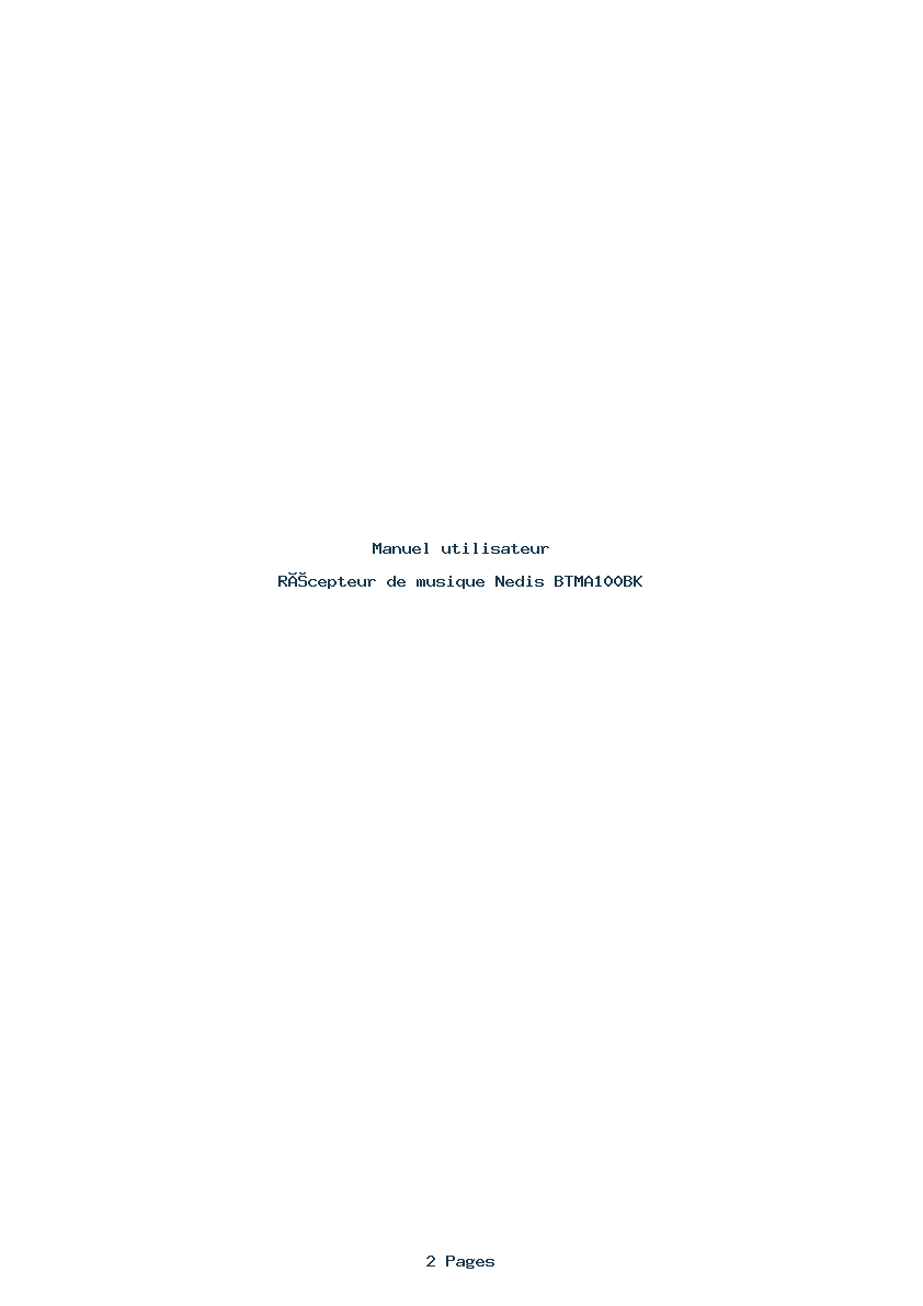 Page 1 de la notice Manuel utilisateur Nedis BTMA100BK