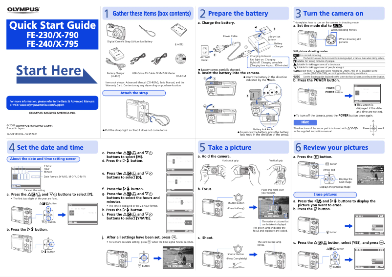 Página 1 del manual Guía de inicio rápido Olympus X-790