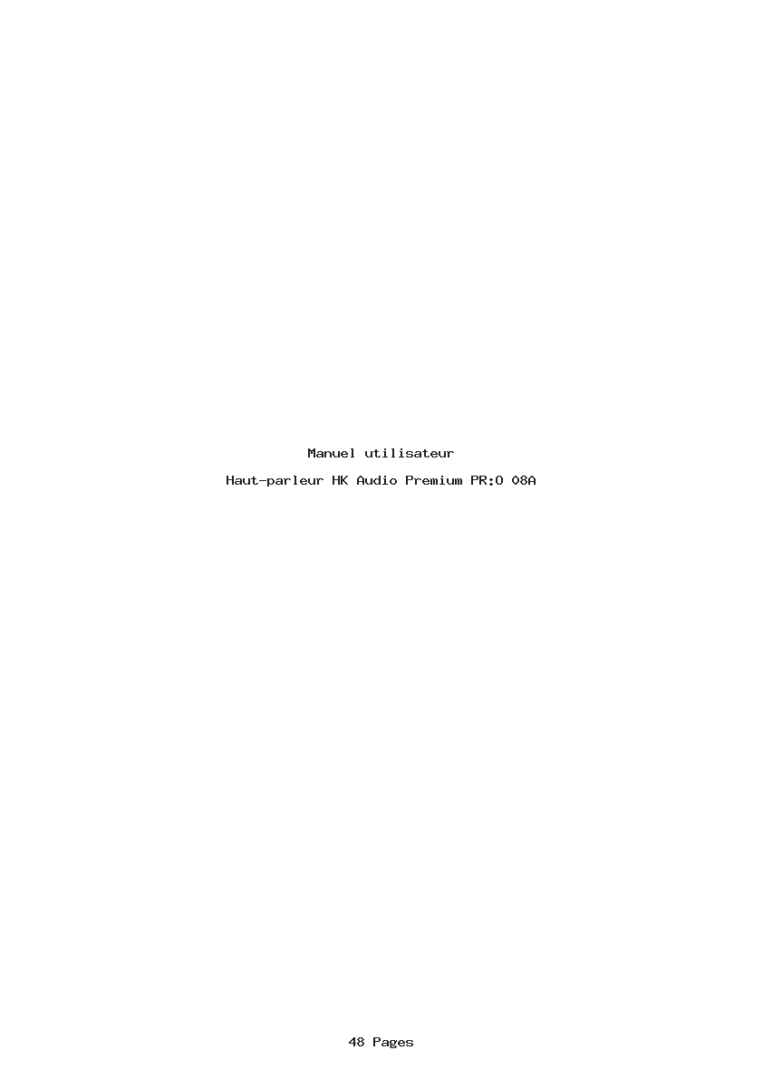 Page 1 de la notice Manuel utilisateur HK Audio Premium PR:O 08A