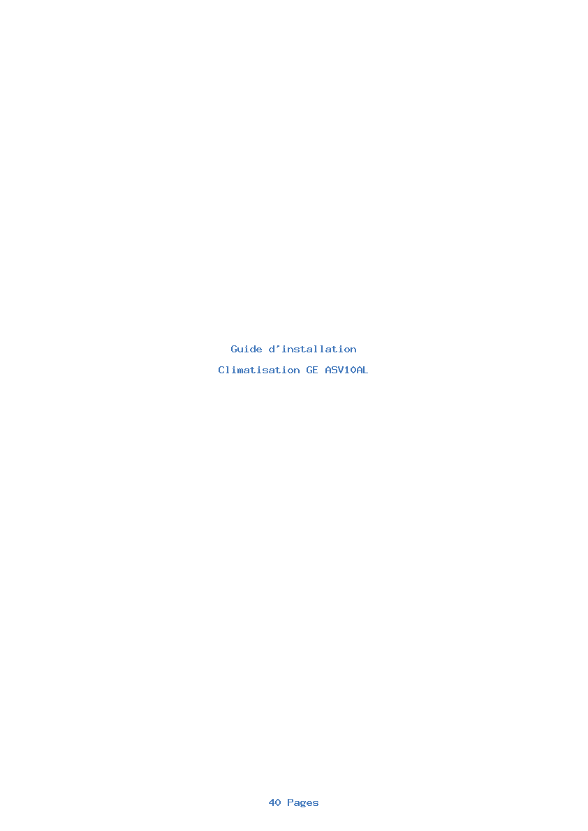 Page 1 de la notice Guide d'installation GE ASV10AL