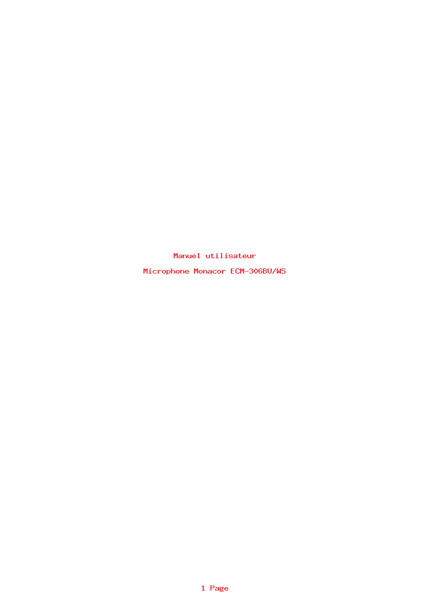 Page 1 de la notice Manuel utilisateur Monacor ECM-306BU/WS