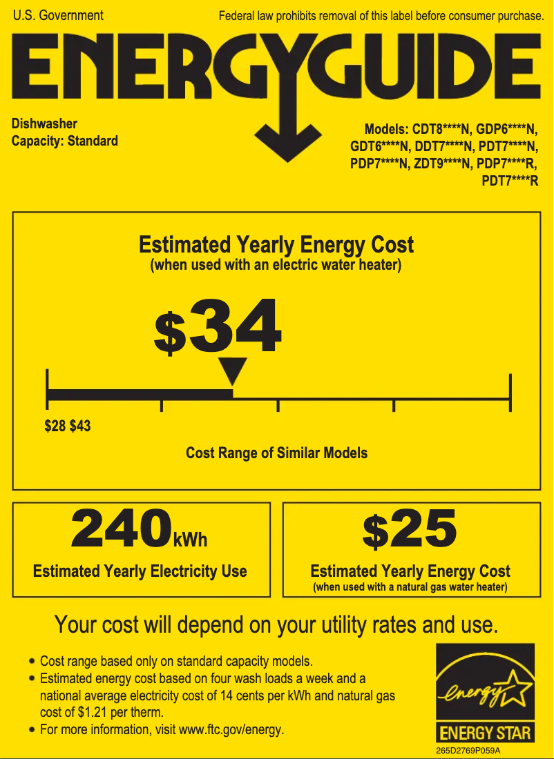 Page n°1 - Label énergétique GE PDT755SYRFS