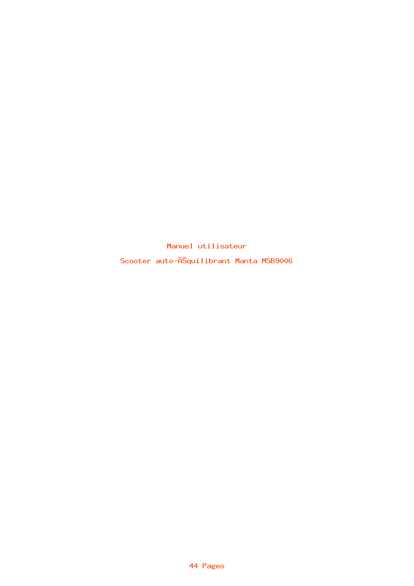 Page 1 de la notice Manuel utilisateur Manta MSB9006
