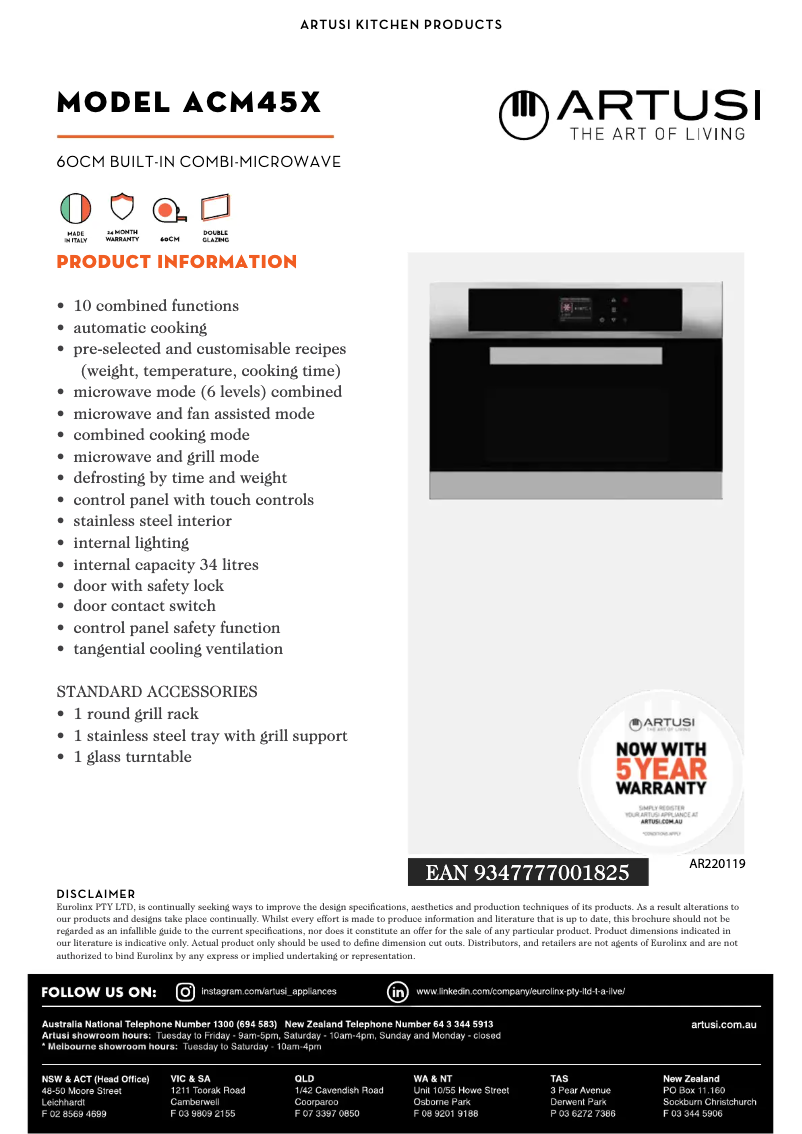 Página 1 del manual Ficha técnica Artusi ACM45X