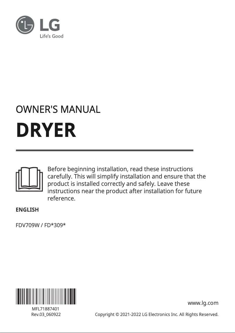 Página 1 del manual Manual de usuario LG FDV709W