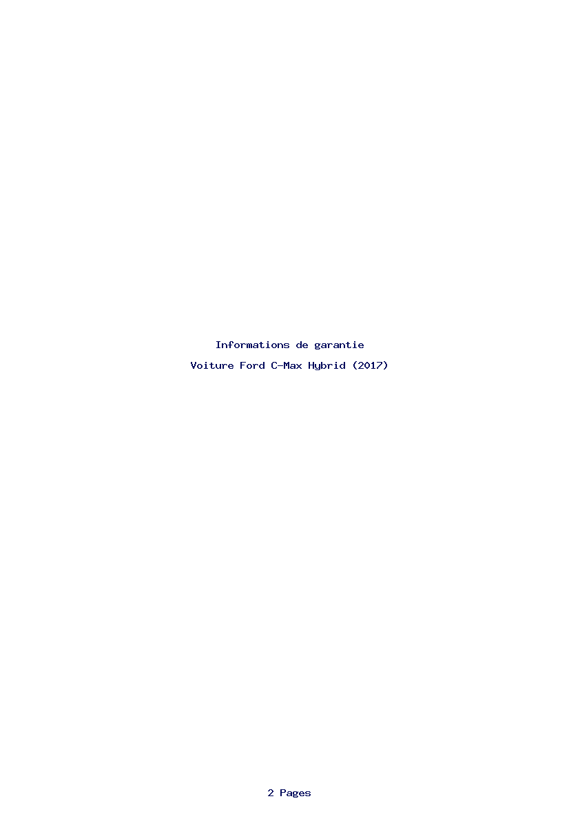 Page 1 de la notice Informations de garantie Ford C-Max Hybrid (2017)