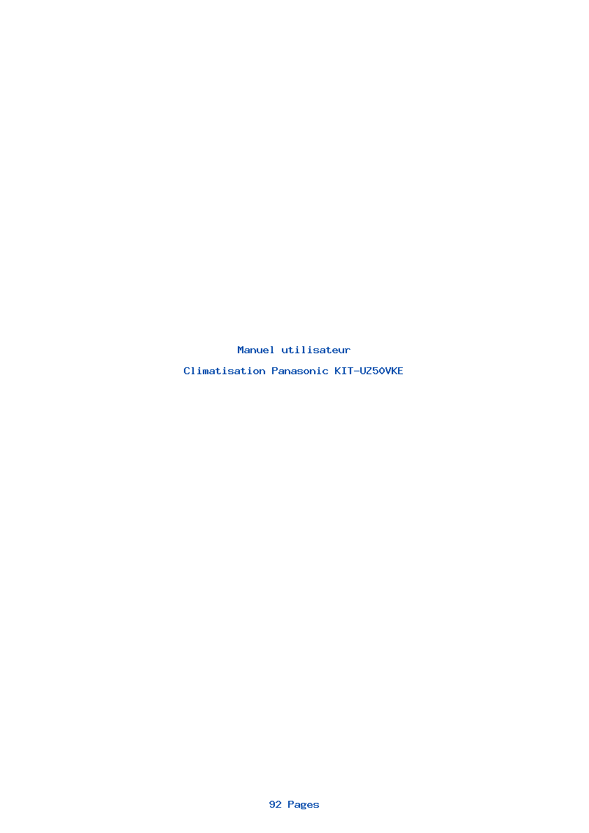 Page 1 de la notice Manuel utilisateur Panasonic KIT-UZ50VKE