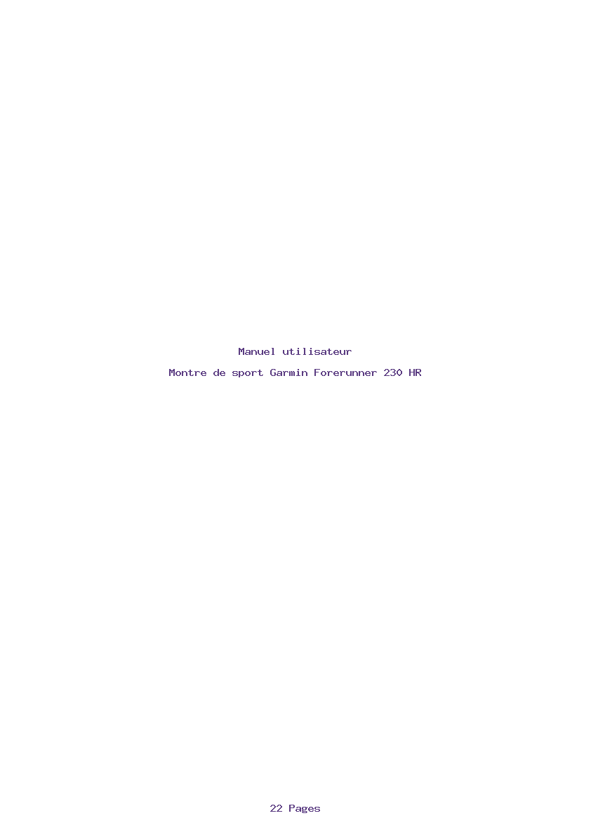 Page 1 de la notice Manuel utilisateur Garmin Forerunner 230 HR