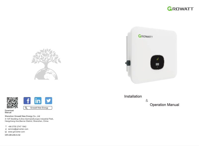 Page 1 de la notice Manuel utilisateur Growatt MOD 6000TL3-XH