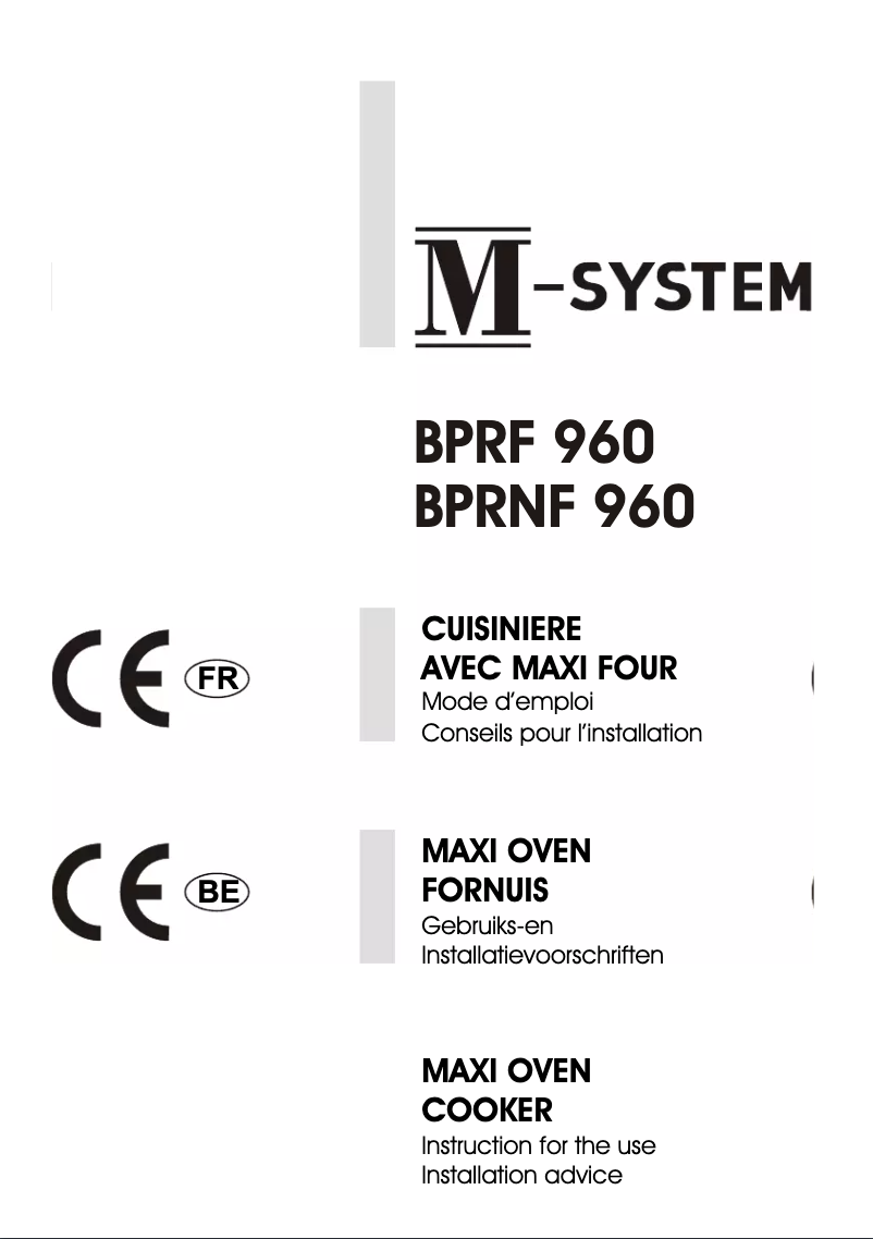 Page 1 de la notice Manuel utilisateur M-System BPRNF-960ANM