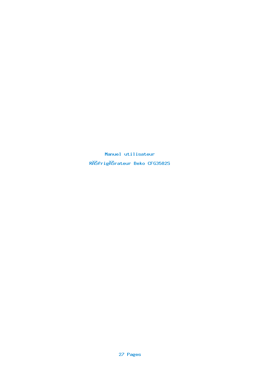 Page 1 de la notice Manuel utilisateur Beko CFG3582S