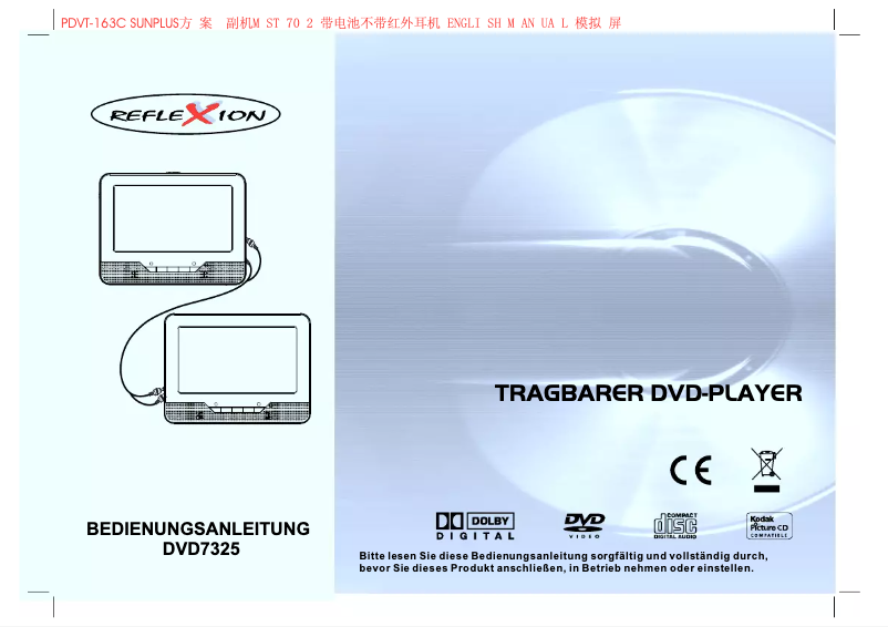 Page 1 de la notice Manuel utilisateur Reflexion DVD7325