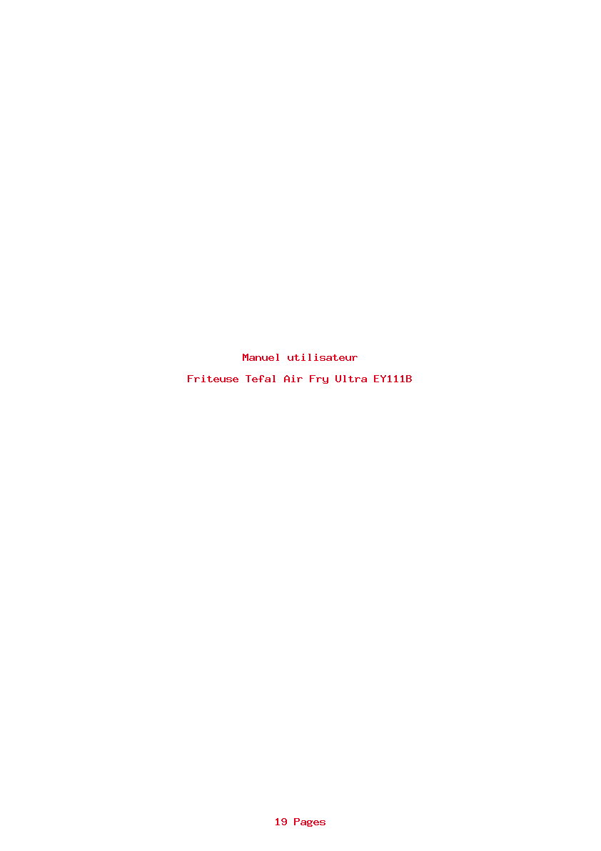 Page 1 de la notice Manuel utilisateur Tefal Air Fry Ultra EY111B