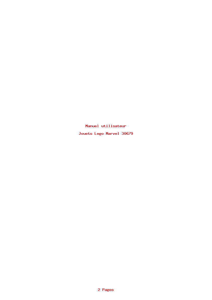 Page 1 de la notice Manuel utilisateur Lego Marvel 30679