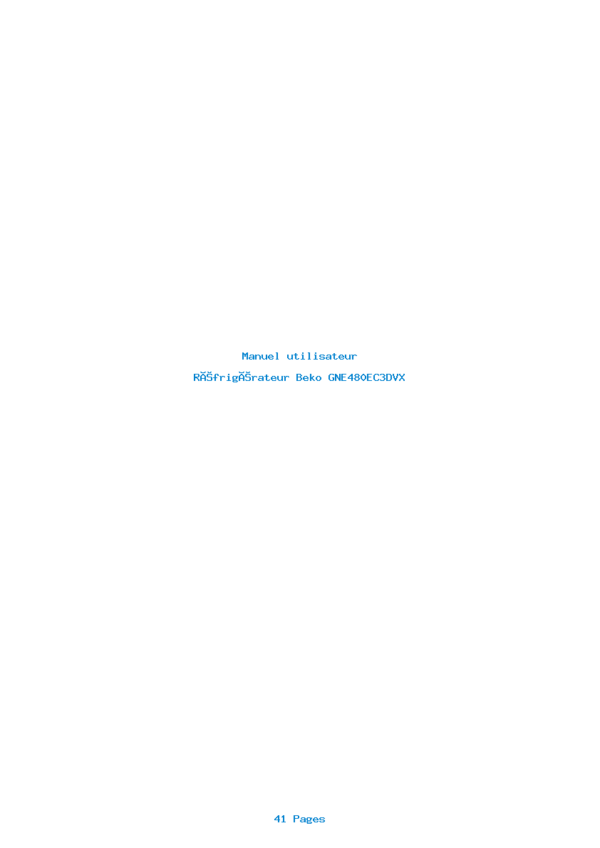 Page 1 de la notice Manuel utilisateur Beko GNE480EC3DVX