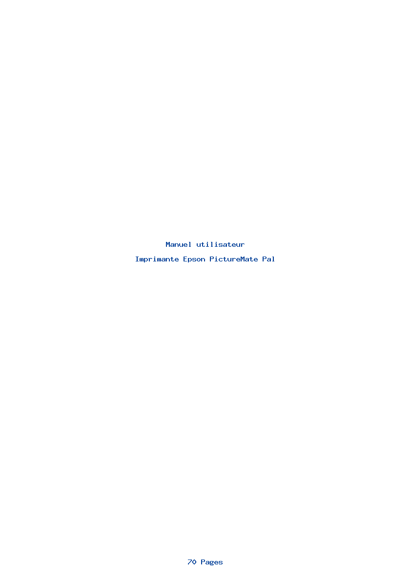 Page 1 de la notice Manuel utilisateur Epson PictureMate Pal
