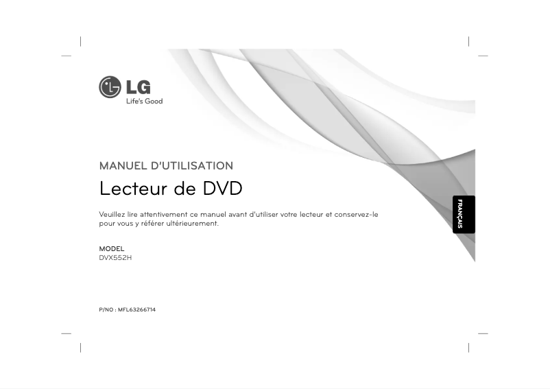 Page 1 de la notice Manuel utilisateur LG DVX552H