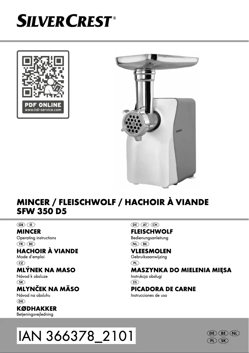 Page 1 de la notice Manuel utilisateur SilverCrest SFW 350 D5