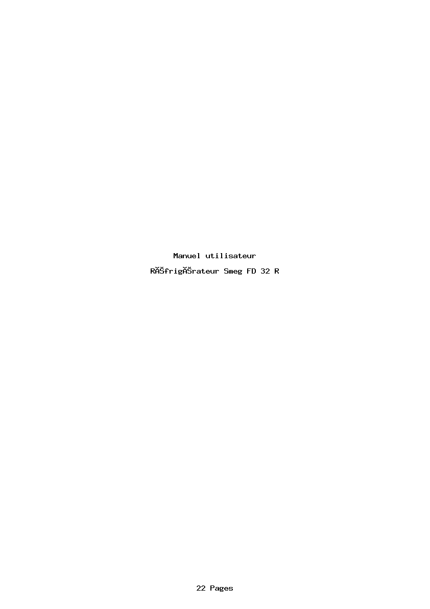 Page 1 de la notice Manuel utilisateur Smeg FD 32 R