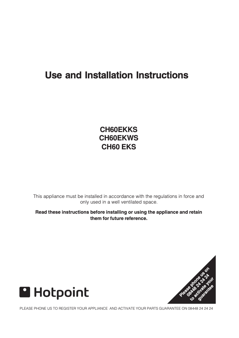 Page 1 of the manual User Manual Hotpoint CH60EKW S