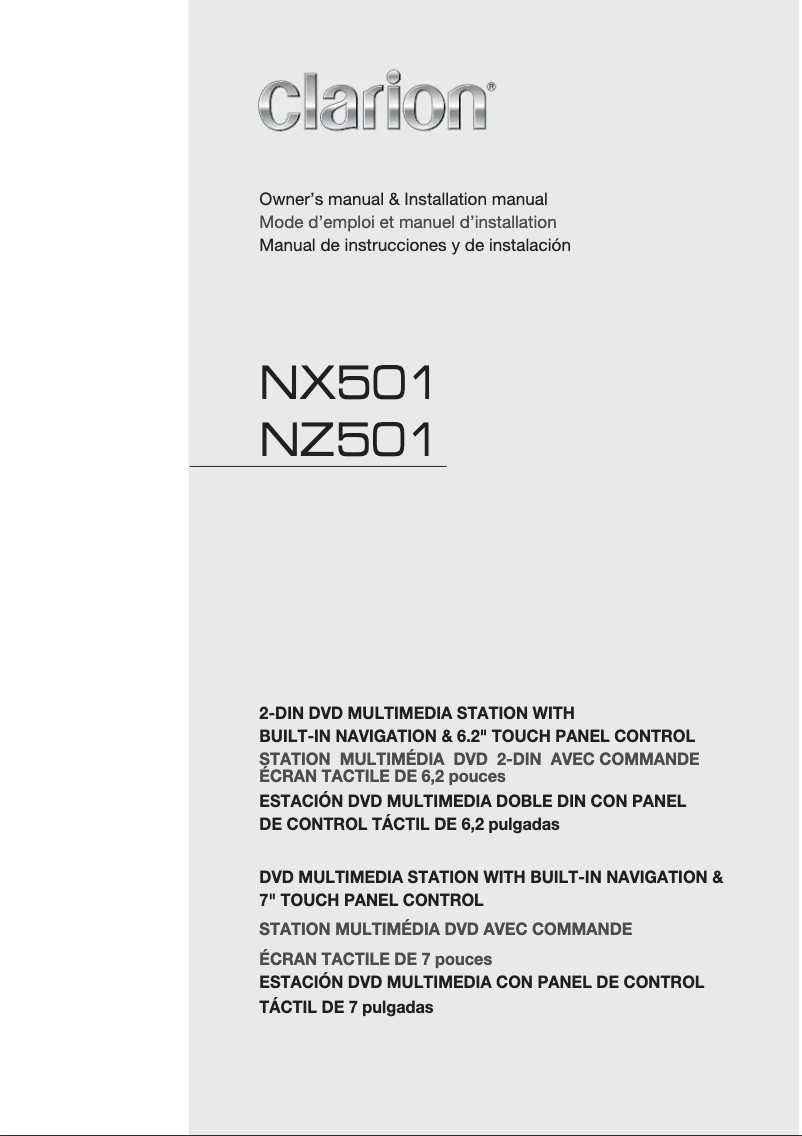 Page 1 de la notice Manuel utilisateur Clarion NZ501