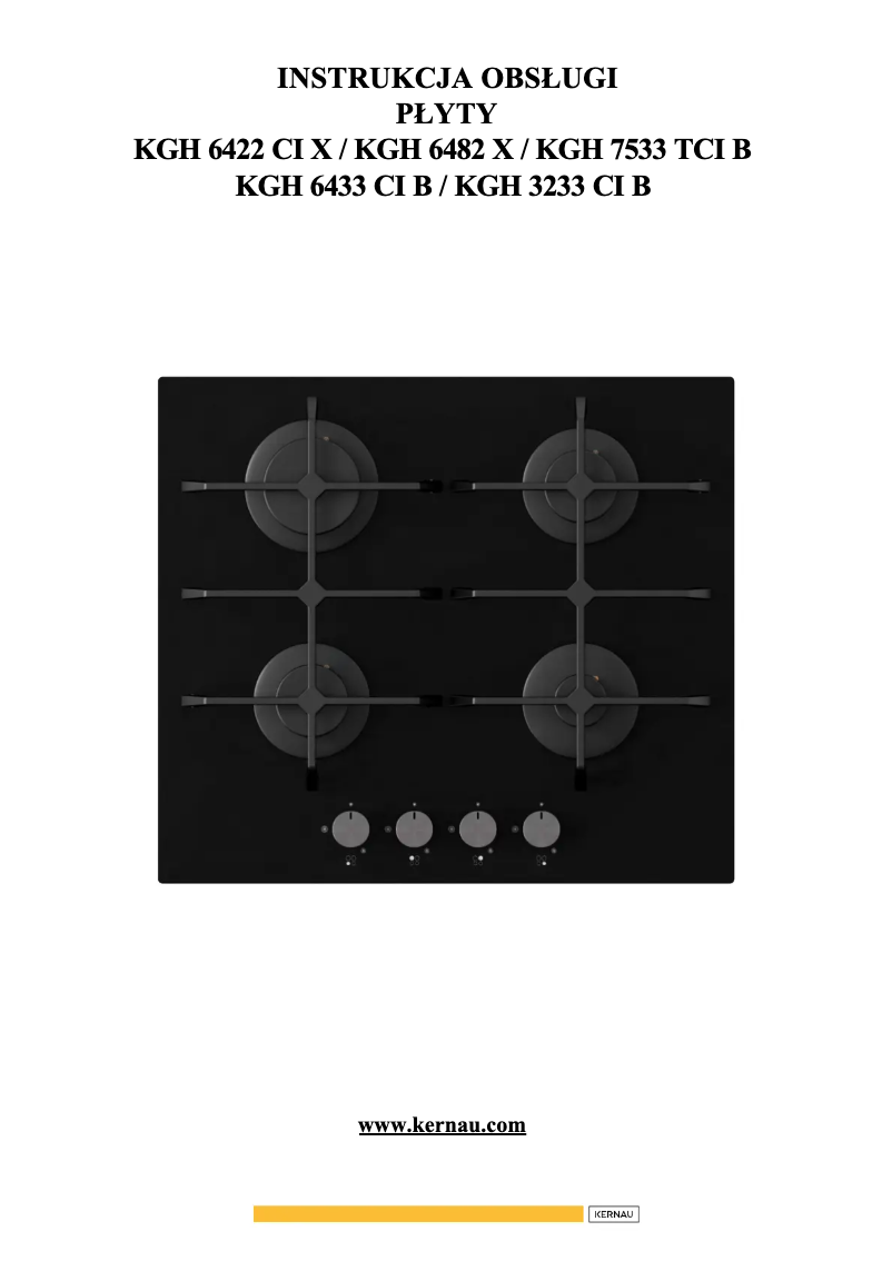 Page 1 de la notice Manuel utilisateur Kernau KGH 6482 X