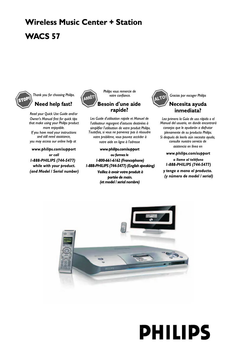 Image de la première page du manuel de l'appareil Streamium WACS57