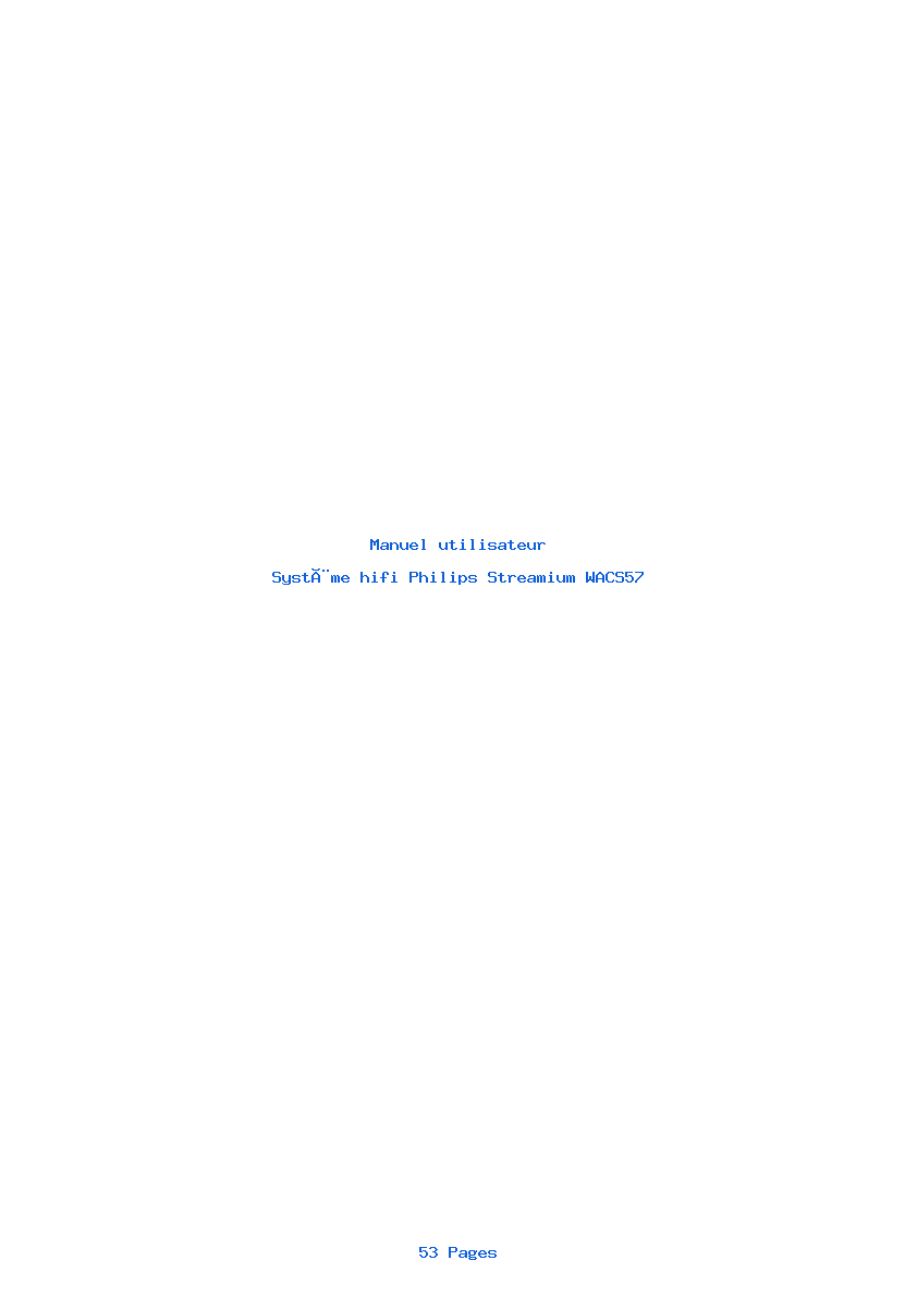 Page 1 de la notice Manuel utilisateur Philips Streamium WACS57