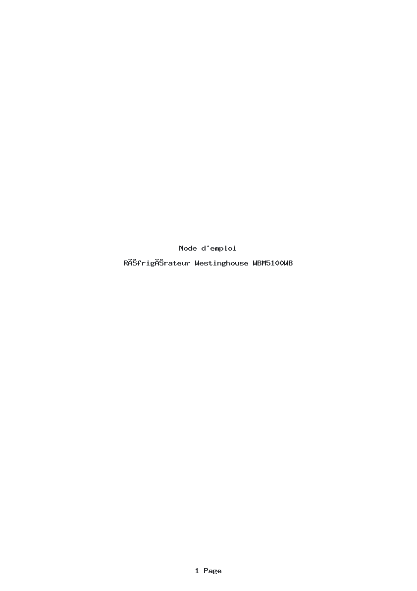 Page 1 de la notice Mode d'emploi Westinghouse WBM5100WB