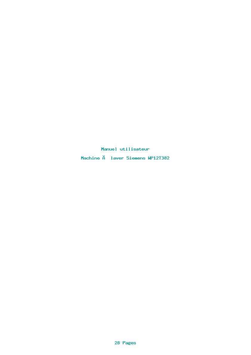 Page 1 de la notice Manuel utilisateur Siemens WP12T382