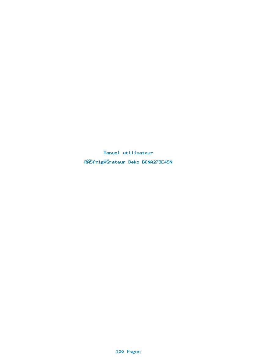 Page 1 de la notice Manuel utilisateur Beko BCNA275E4SN