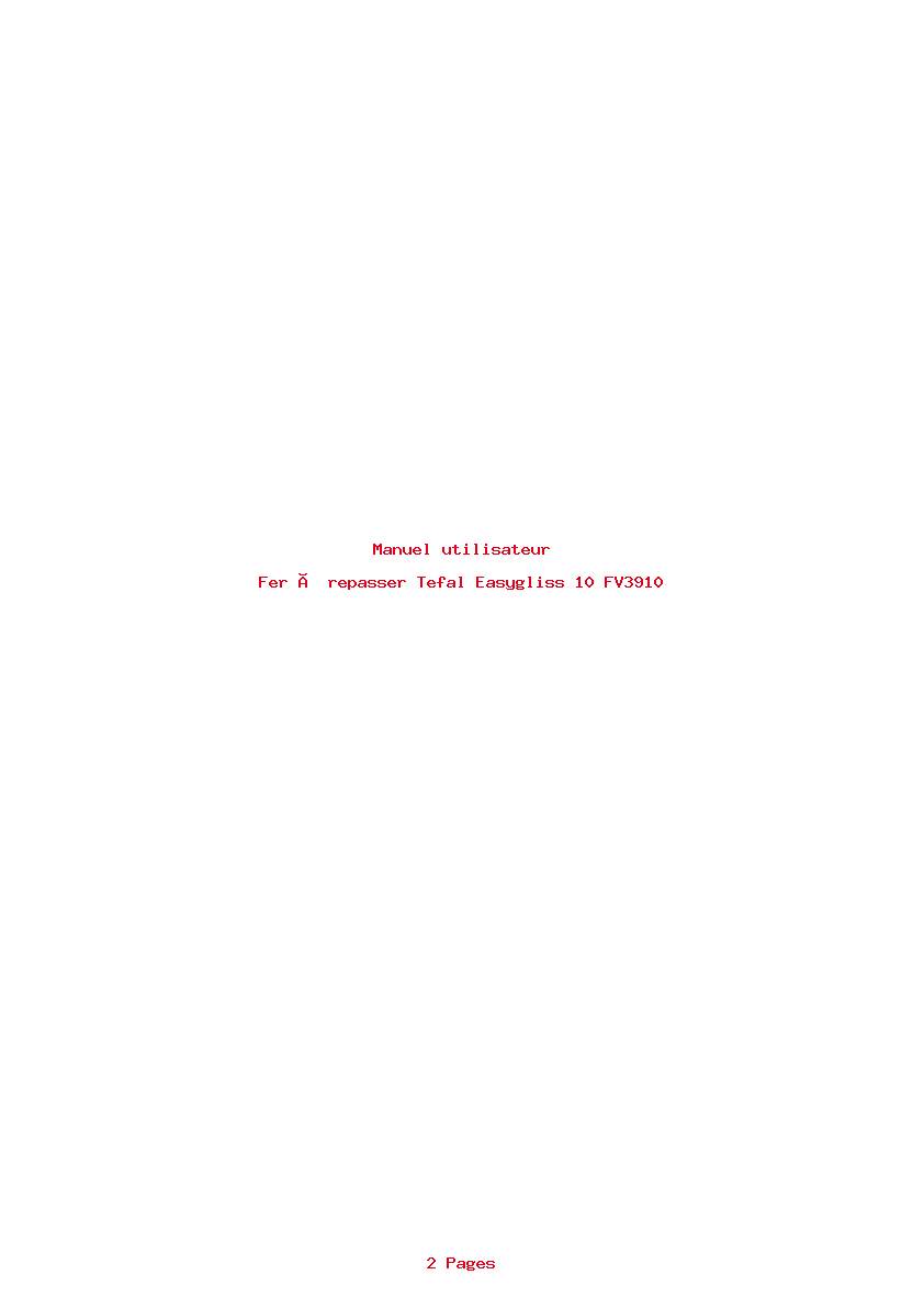 Page 1 de la notice Manuel utilisateur Tefal Easygliss 10 FV3910