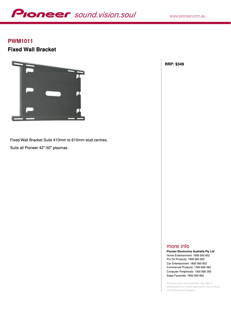 Page 1 de la notice Manuel utilisateur Pioneer PWM-1011