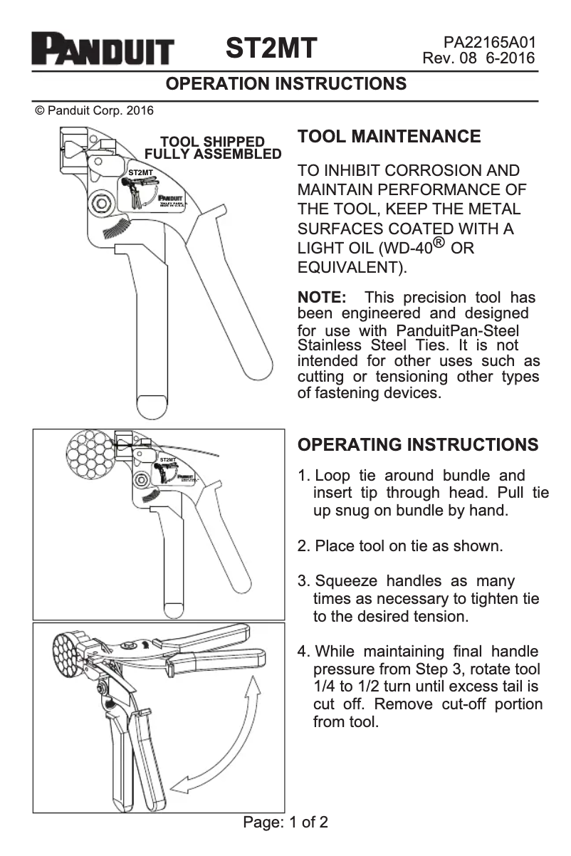 Page 1 de la notice Manuel utilisateur Panduit ST2MT