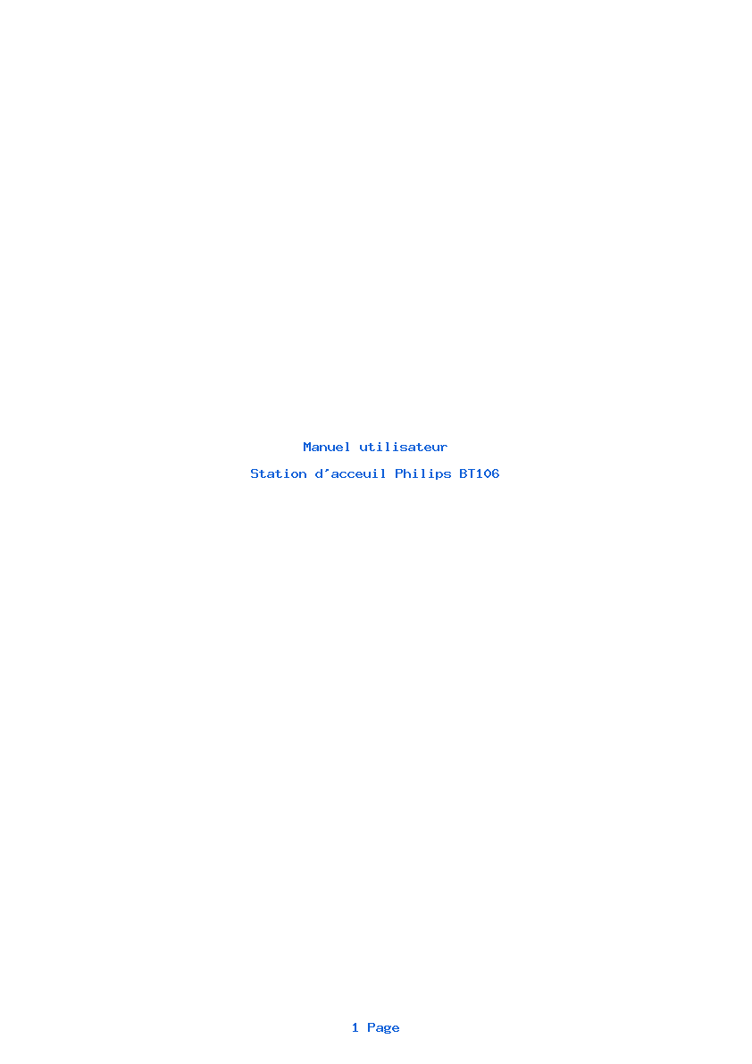 Page 1 de la notice Manuel utilisateur Philips BT106