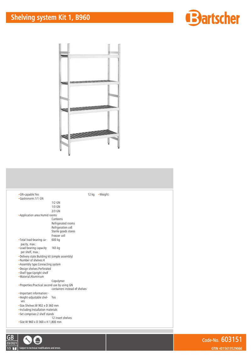 Página 1 del manual Manual de usuario Bartscher 603151