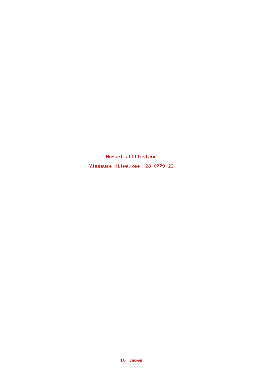 Page 1 de la notice Manuel utilisateur Milwaukee M28 0779-22