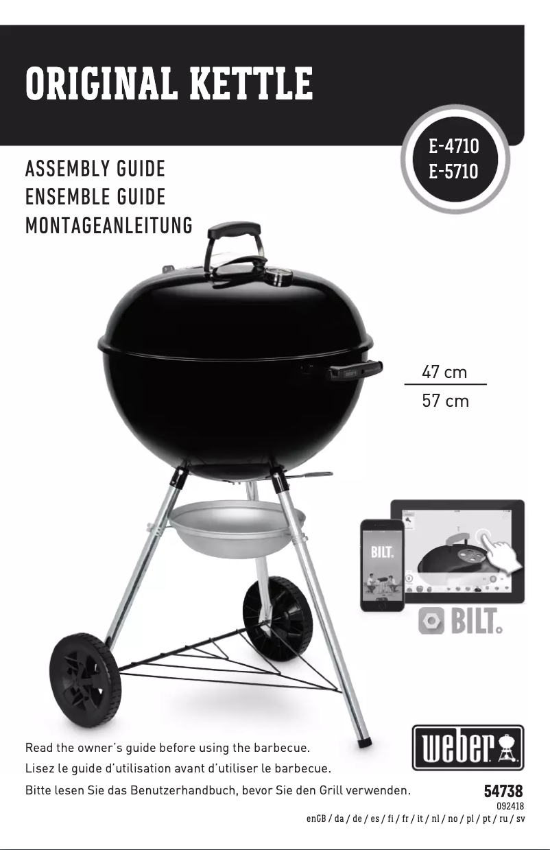 Page 1 de la notice Manuel utilisateur Weber Original Kettle E-5730