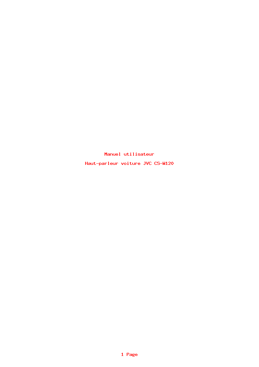 Page 1 de la notice Manuel utilisateur JVC CS-W120