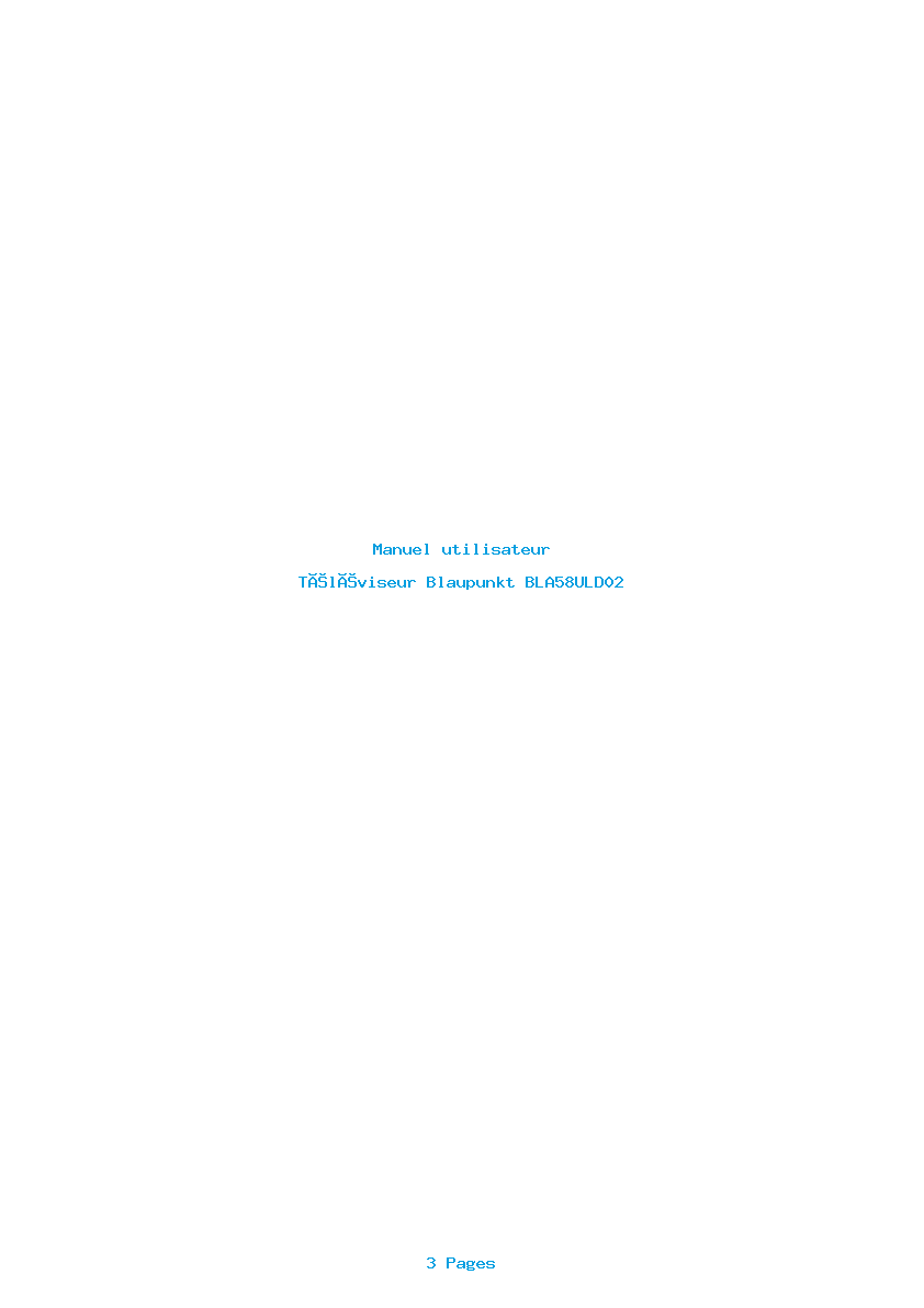 Page 1 de la notice Manuel utilisateur Blaupunkt BLA58ULD02
