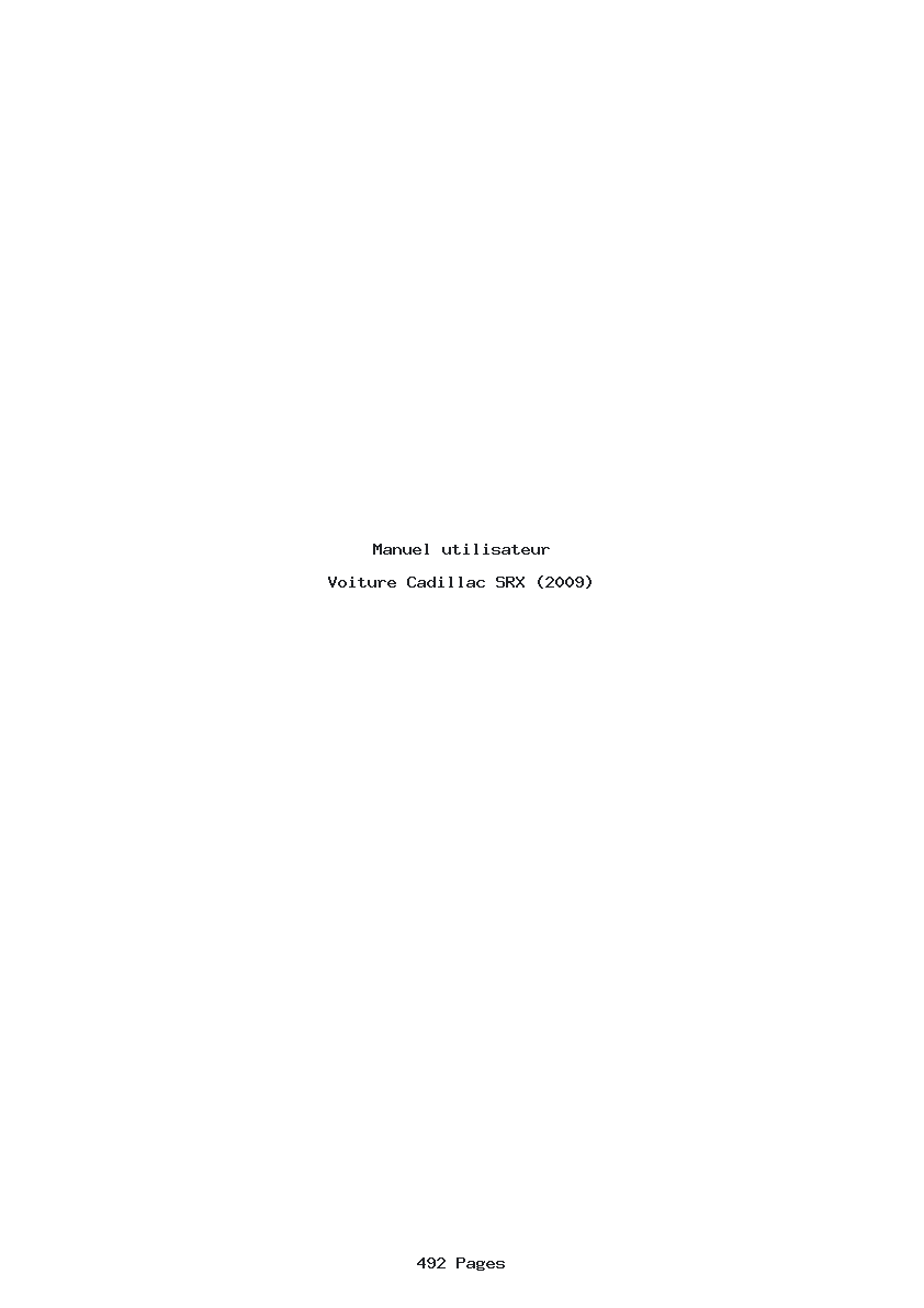 Page 1 de la notice Manuel utilisateur Cadillac SRX (2009)