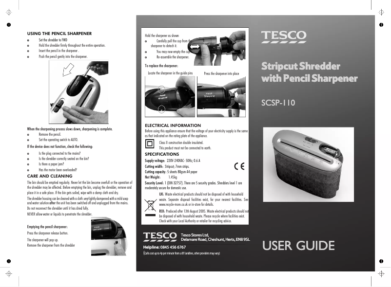 Página 1 del manual Manual de usuario Tesco SCSP-110
