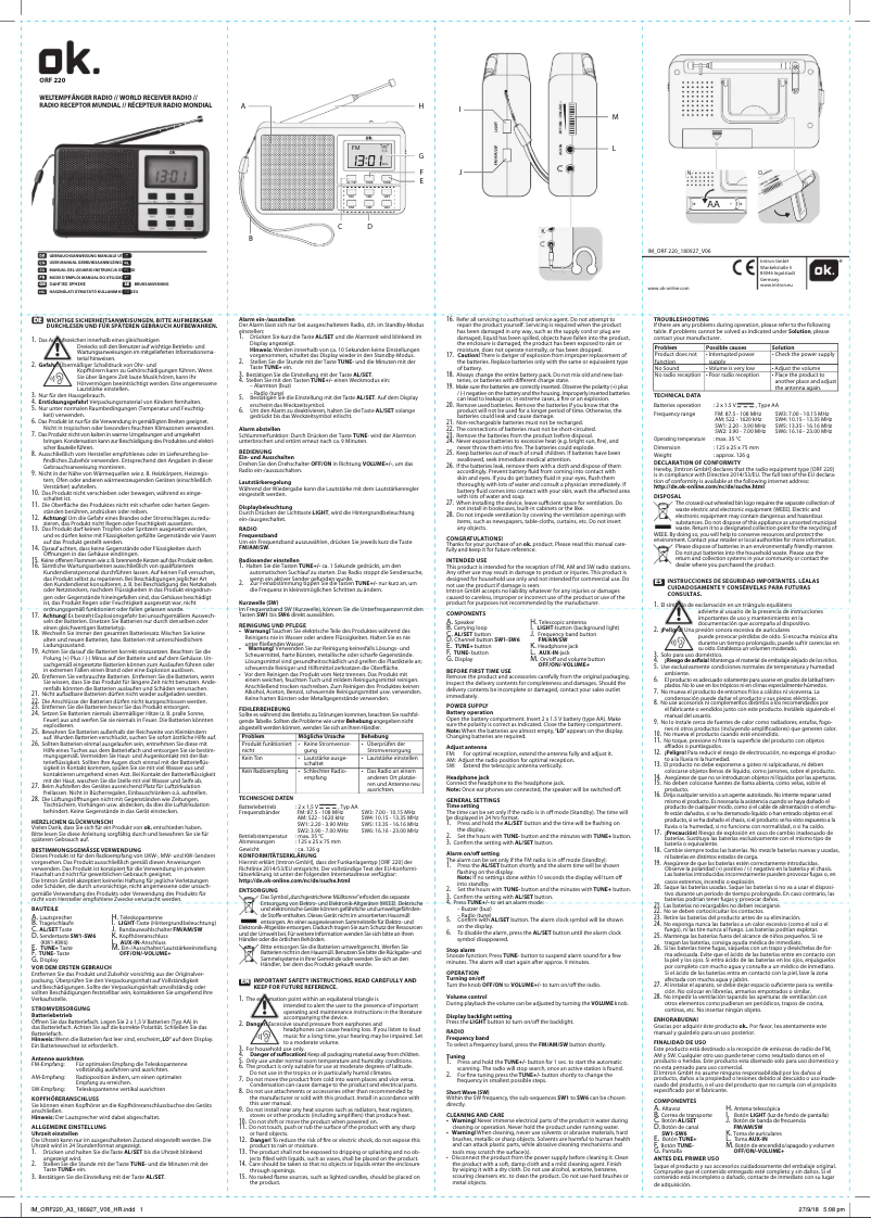 Page 1 de la notice Manuel utilisateur OK ORF 220