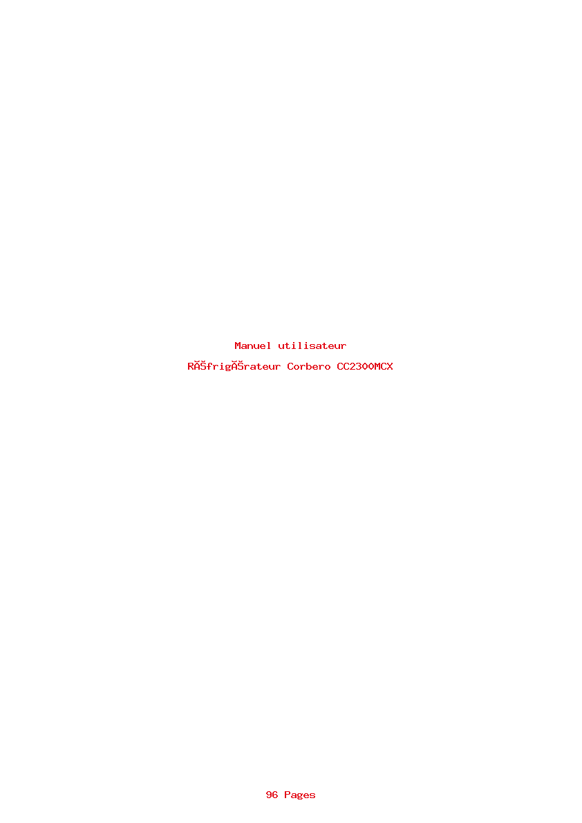 Page 1 de la notice Manuel utilisateur Corbero CC2300MCX