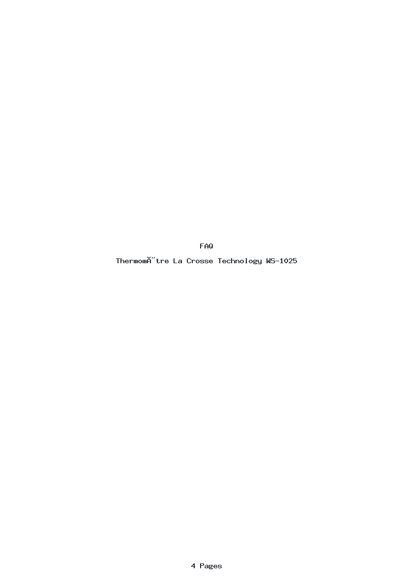 Page 1 de la notice FAQ La Crosse Technology WS-1025